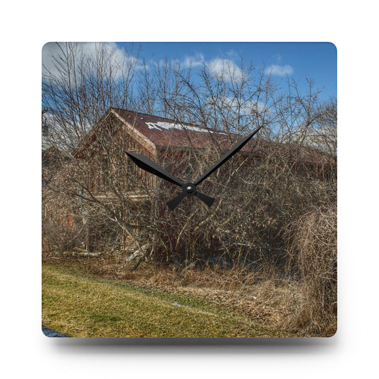Buried Burnside Greys I Rustic Farmhouse Acrylic Analog Wall Clock 10.75'' × 10.75'' (Square)