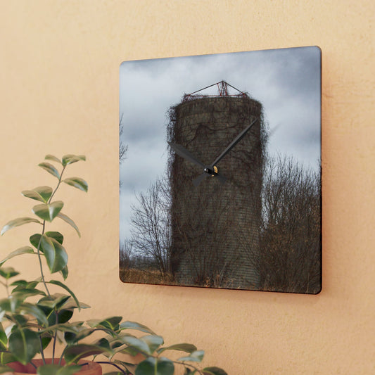 U R There Photography West Barnes Lake Silo Rustic Farmhouse Acrylic Analog Wall Clock