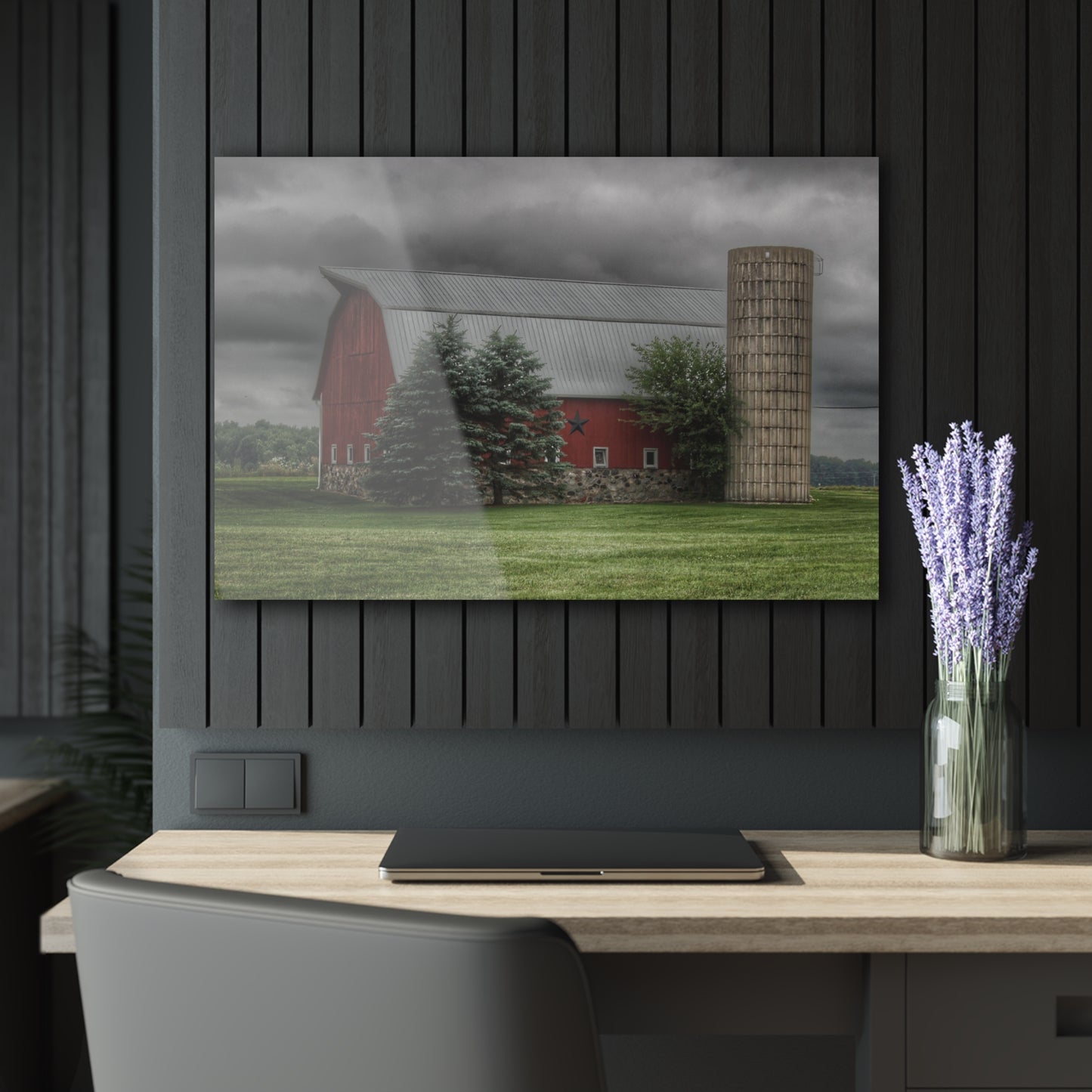 U R There Photography Clifford Road Red and Silo I Rustic Farmhouse Acrylic Wall Print