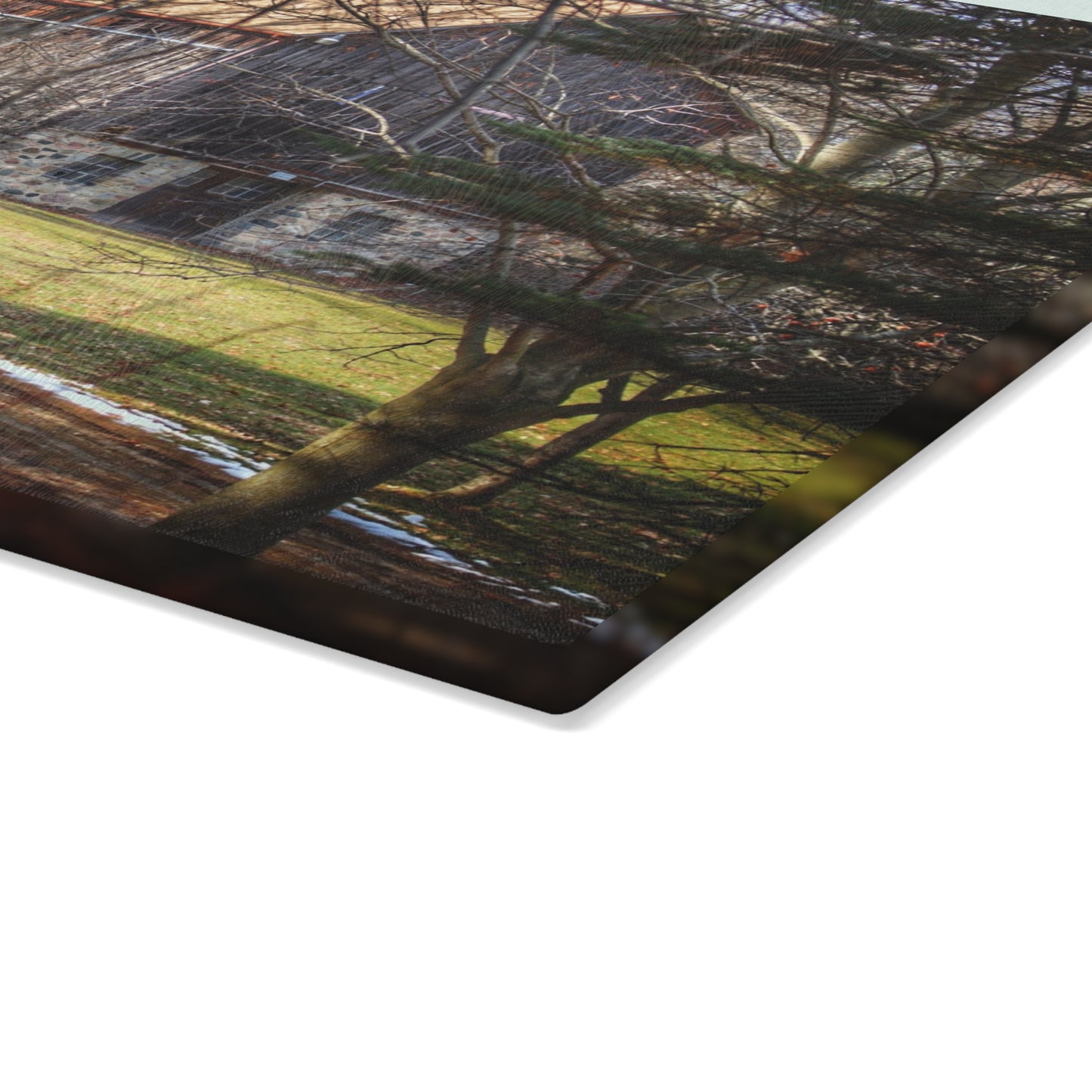 U R There Photography Newark Road Hidden Fieldstone Grey Rustic Farmhouse Tempered-Glass Cutting Board