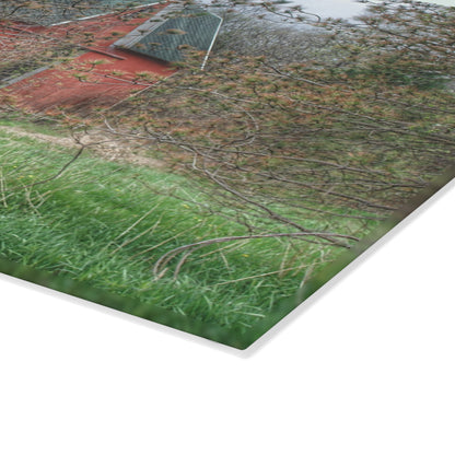 U R There Photography Hickory Ridge Red II Rustic Farmhouse Tempered-Glass Cutting Board