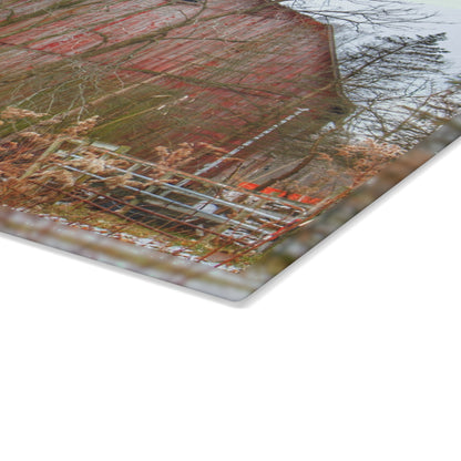 U R There Photography LeValley Road Red Rustic Farmhouse Tempered-Glass Cutting Board