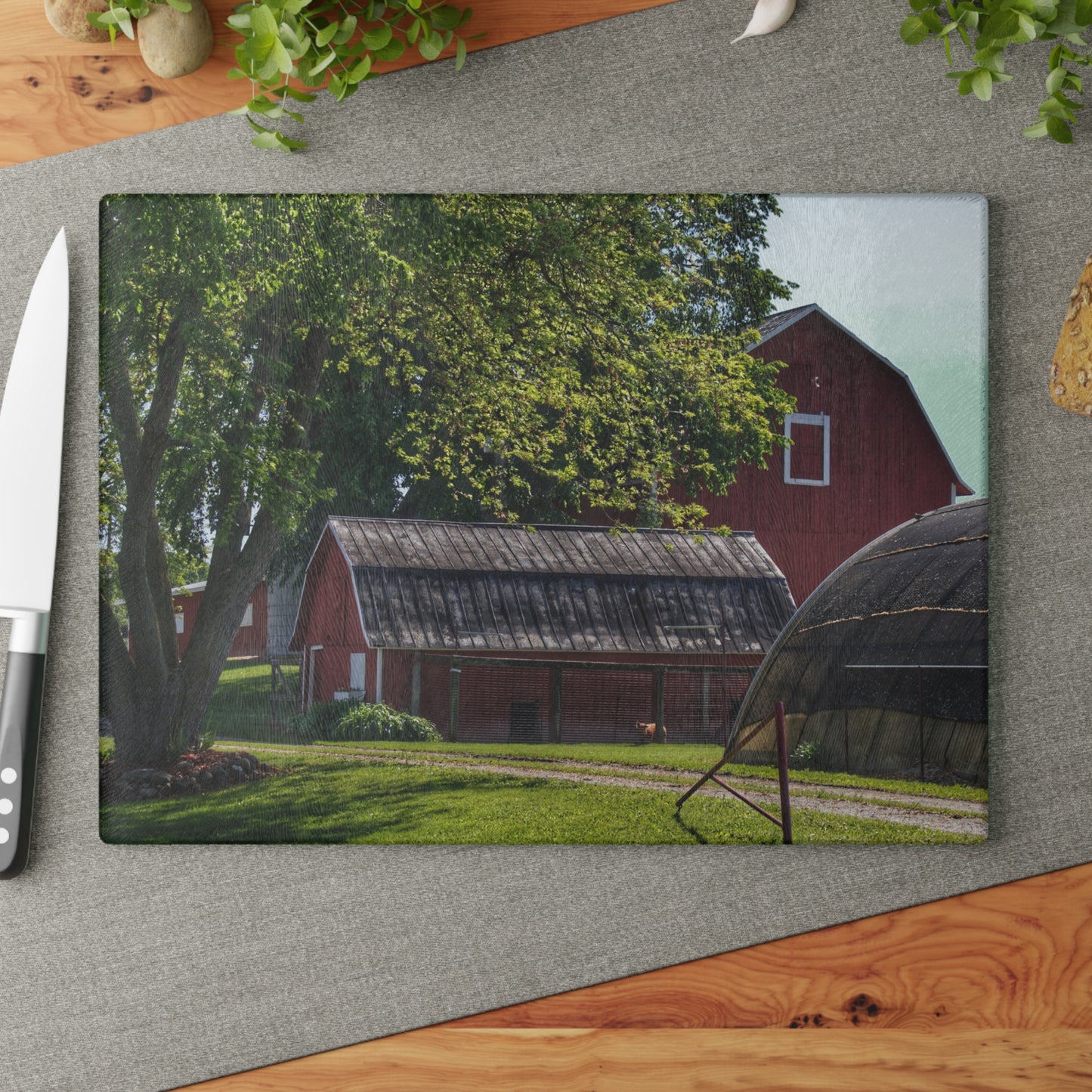 U R There Photography Hidden Reds Rustic Farmhouse Tempered-Glass Cutting Board
