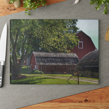 U R There Photography Hidden Reds Rustic Farmhouse Tempered-Glass Cutting Board