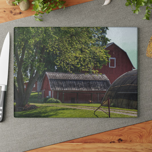 U R There Photography Hidden Reds Rustic Farmhouse Tempered-Glass Cutting Board