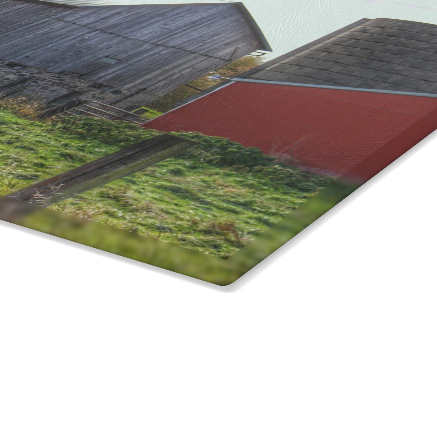 U R There Photography Slattery Road Fieldstone Grey Rustic Farmhouse Tempered-Glass Cutting Board