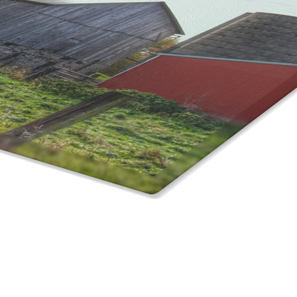U R There Photography Slattery Road Fieldstone Grey Rustic Farmhouse Tempered-Glass Cutting Board