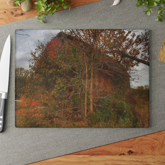 U R There Photography Annie's Barn III Rustic Farmhouse Tempered-Glass Cutting Board