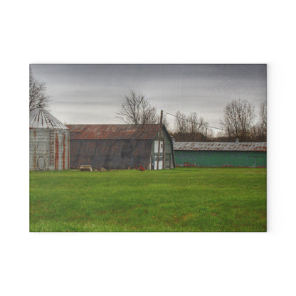 U R There Photography Hough Road Green Quonset IV Rustic Farmhouse Tempered-Glass Cutting Board