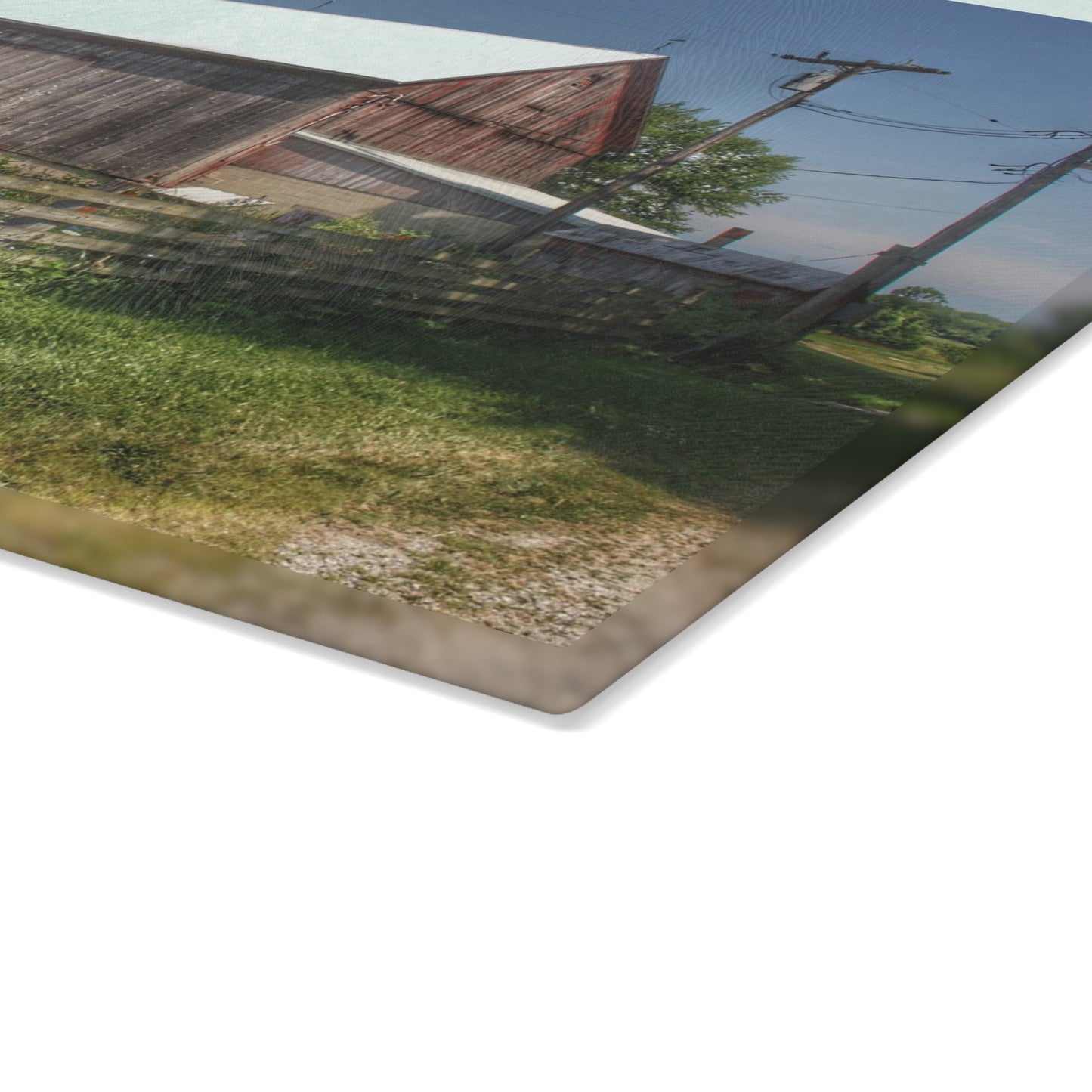 U R There Photography Castle Road Cow Barn I Rustic Farmhouse Tempered-Glass Cutting Board