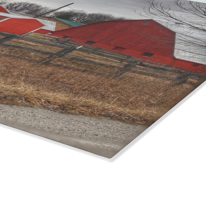U R There Photography January Reds Rustic Farmhouse Tempered-Glass Cutting Board