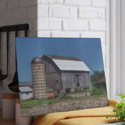 U R There Photography Millington Road Grey Rustic Farmhouse Tempered-Glass Cutting Board