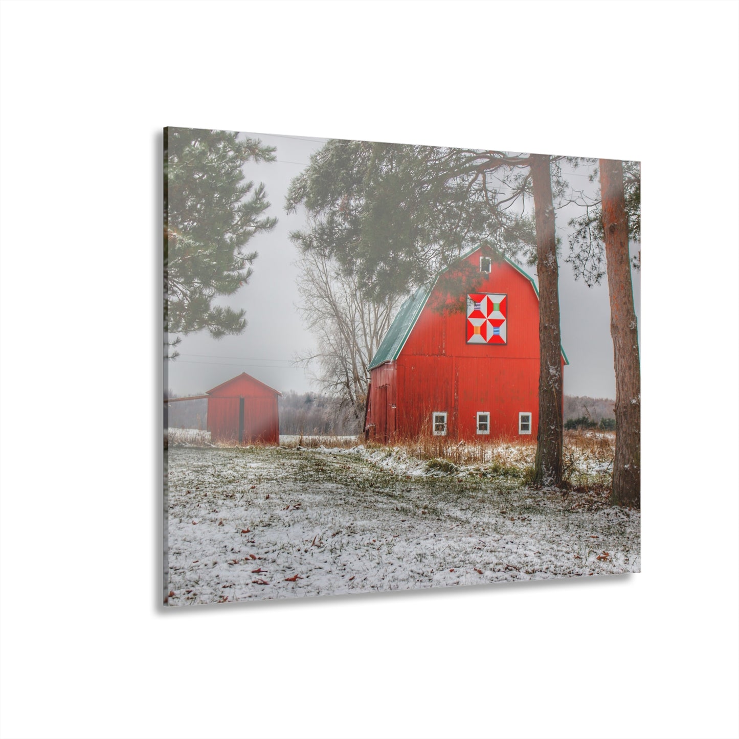 U R There Photography McKail Road Quilted Red Rustic Farmhouse Acrylic Wall Print