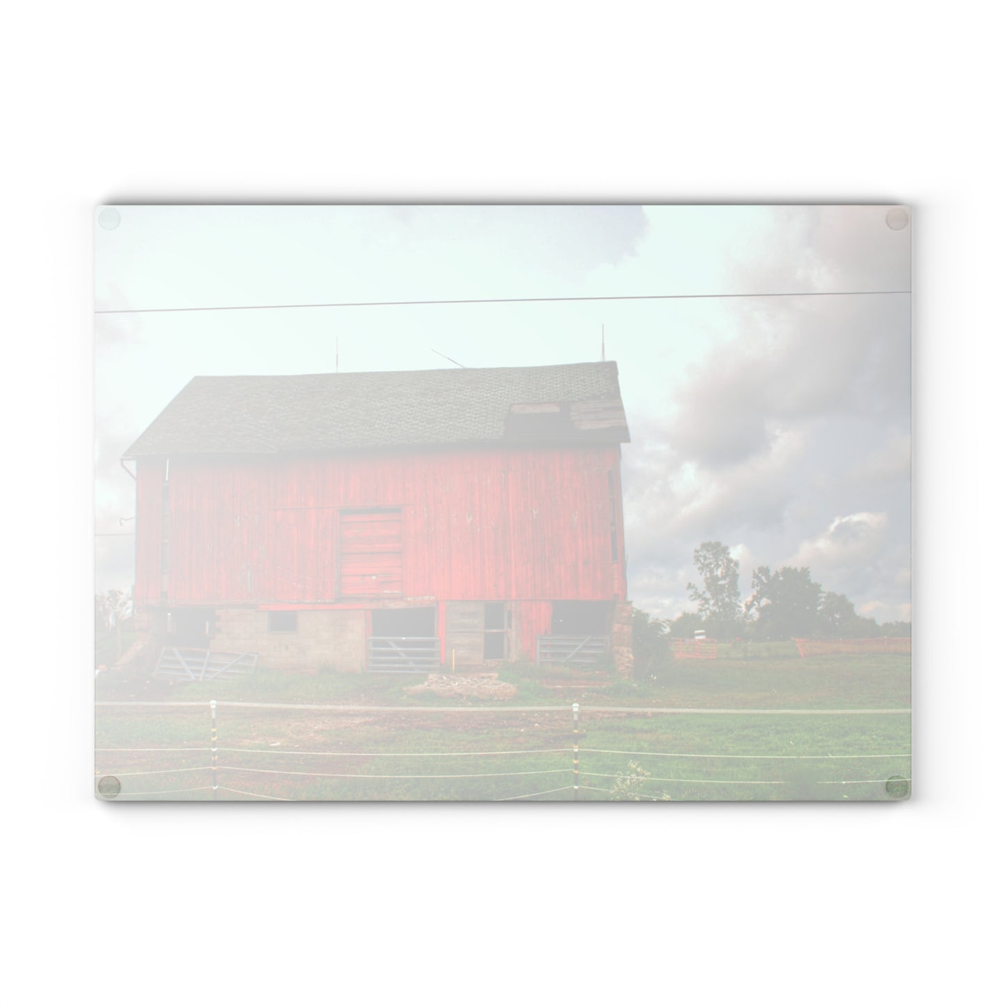 Barn Boutique Rustic Tempered-Glass Cutting Board| Elba Road Red I