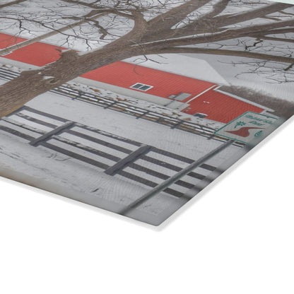 U R There Photography Barns of Barber Road I Rustic Farmhouse Tempered-Glass Cutting Board
