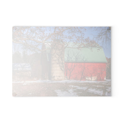 U R There Photography Webster Road Red II Rustic Farmhouse Tempered-Glass Cutting Board