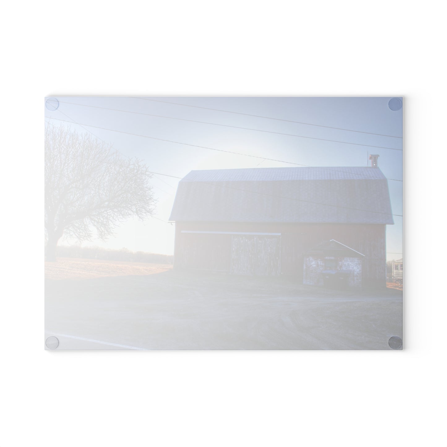 U R There Photography Rochester Red on a Spring Morning Rustic Farmhouse Tempered-Glass Cutting Board