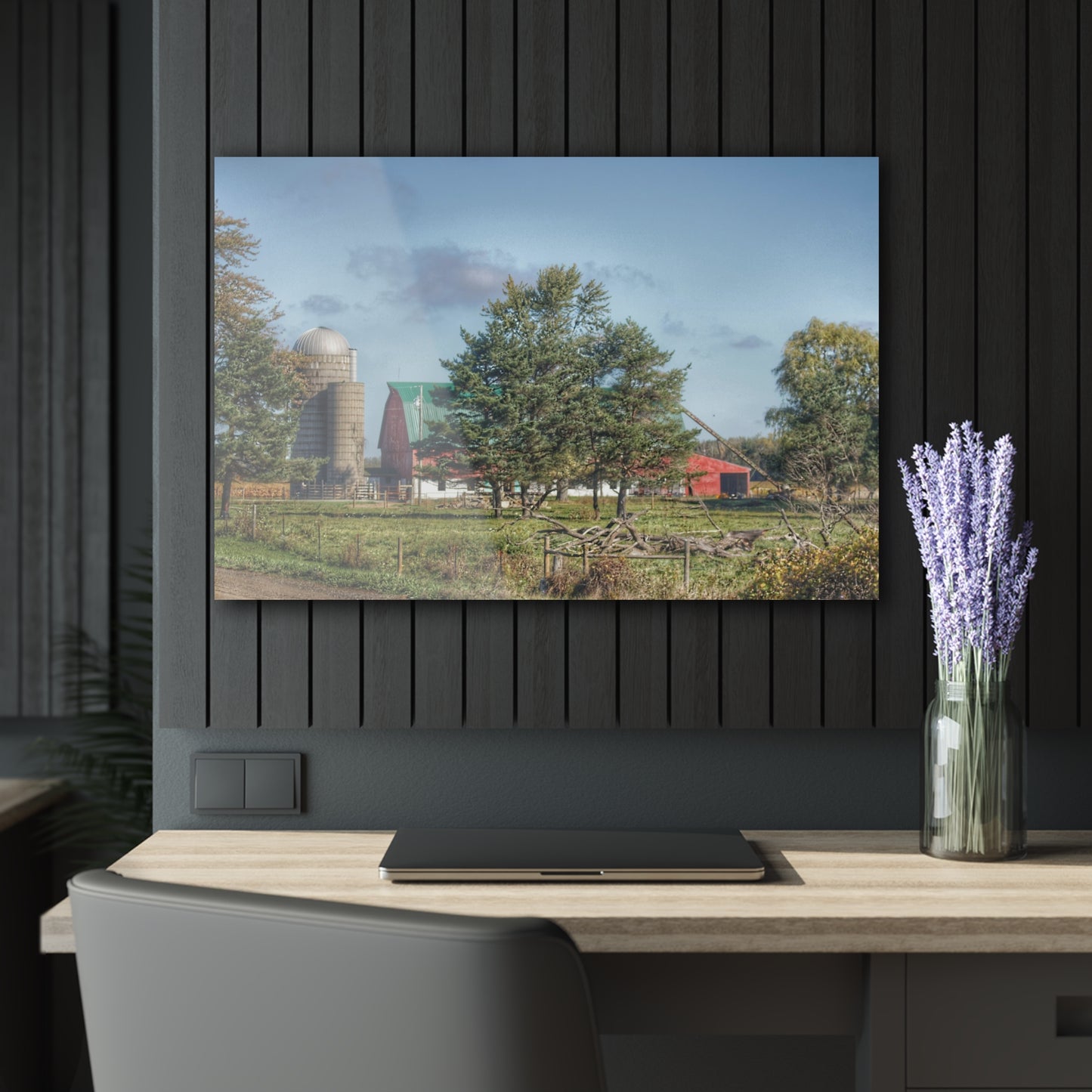 U R There Photography Croswell Wagner Road Red Rustic Farmhouse Acrylic Wall Print