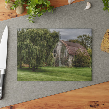 U R There Photography McDowell Road Grey Rustic Farmhouse Tempered-Glass Cutting Board