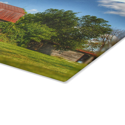 U R There Photography Grey Road Rusted II Rustic Farmhouse Tempered-Glass Cutting Board