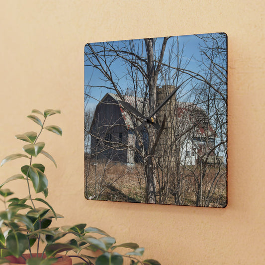 U R There Photography Hill Road Hidden Grey III Rustic Farmhouse Acrylic Analog Wall Clock