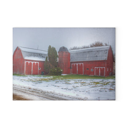 U R There Photography Holmes Road Red II Rustic Farmhouse Tempered-Glass Cutting Board