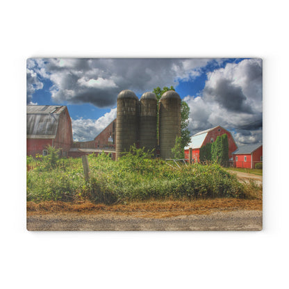 U R There Photography Shelby Red II Rustic Farmhouse Tempered-Glass Cutting Board