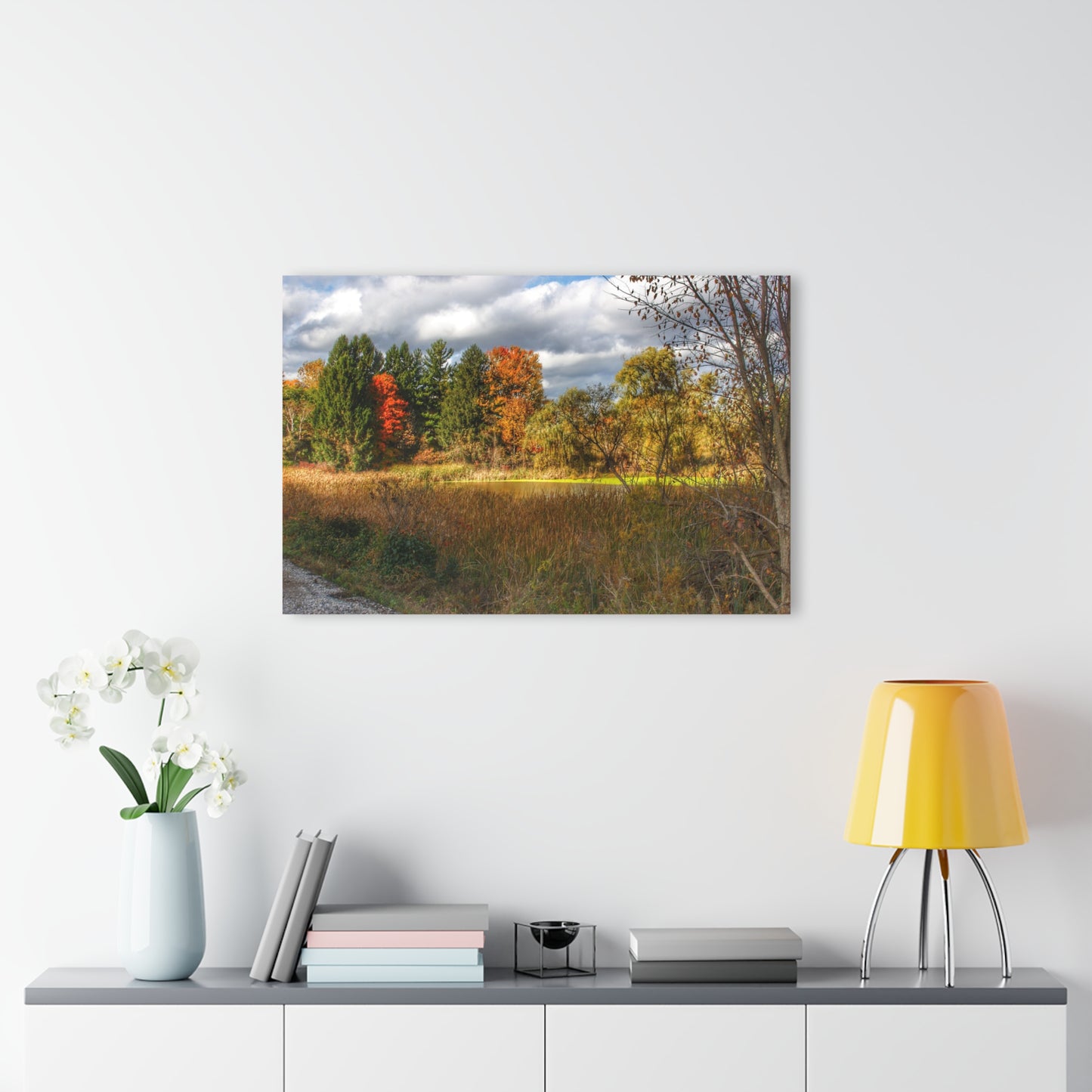 U R There Photography Fall Pond on Sutton Road Rustic Farmhouse Acrylic Wall Print