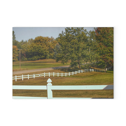 U R There Photography Beyond the White Fences Rustic Farmhouse Tempered-Glass Cutting Board