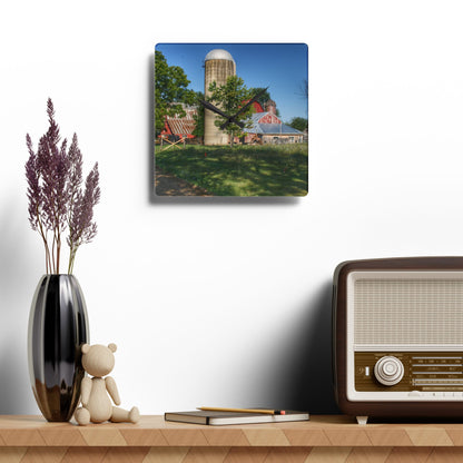U R There Photography Tody Road Reds Rustic Farmhouse Acrylic Analog Wall Clock