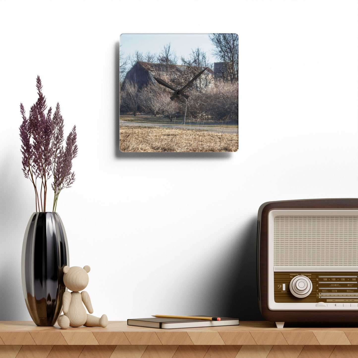 U R There Photography Weyer Road Hidden Rustic Farmhouse Acrylic Analog Wall Clock