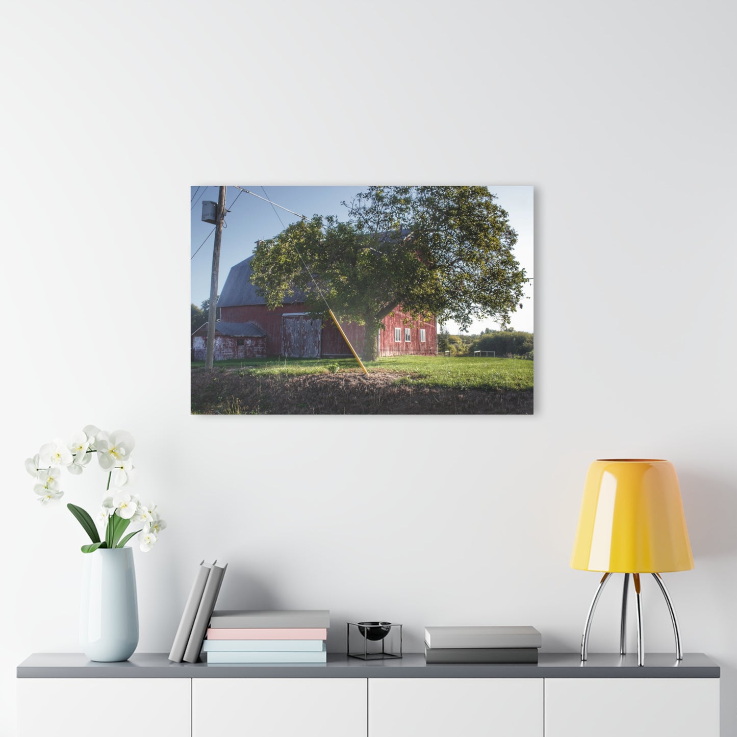 U R There Photography Rochester Road Hidden Red Rustic Farmhouse Acrylic Wall Print