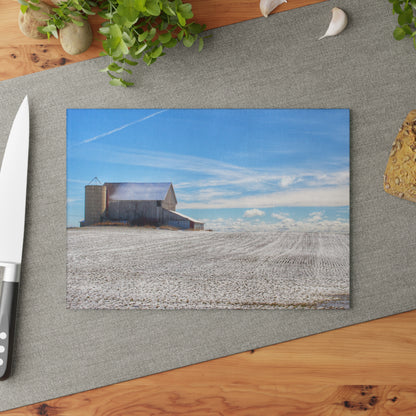 U R There Photography Early Spring Grey II Rustic Farmhouse Tempered-Glass Cutting Board