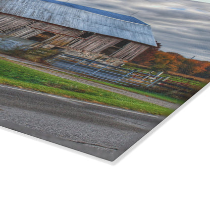 U R There Photography Marlette Road Haybarn Rustic Farmhouse Tempered-Glass Cutting Board