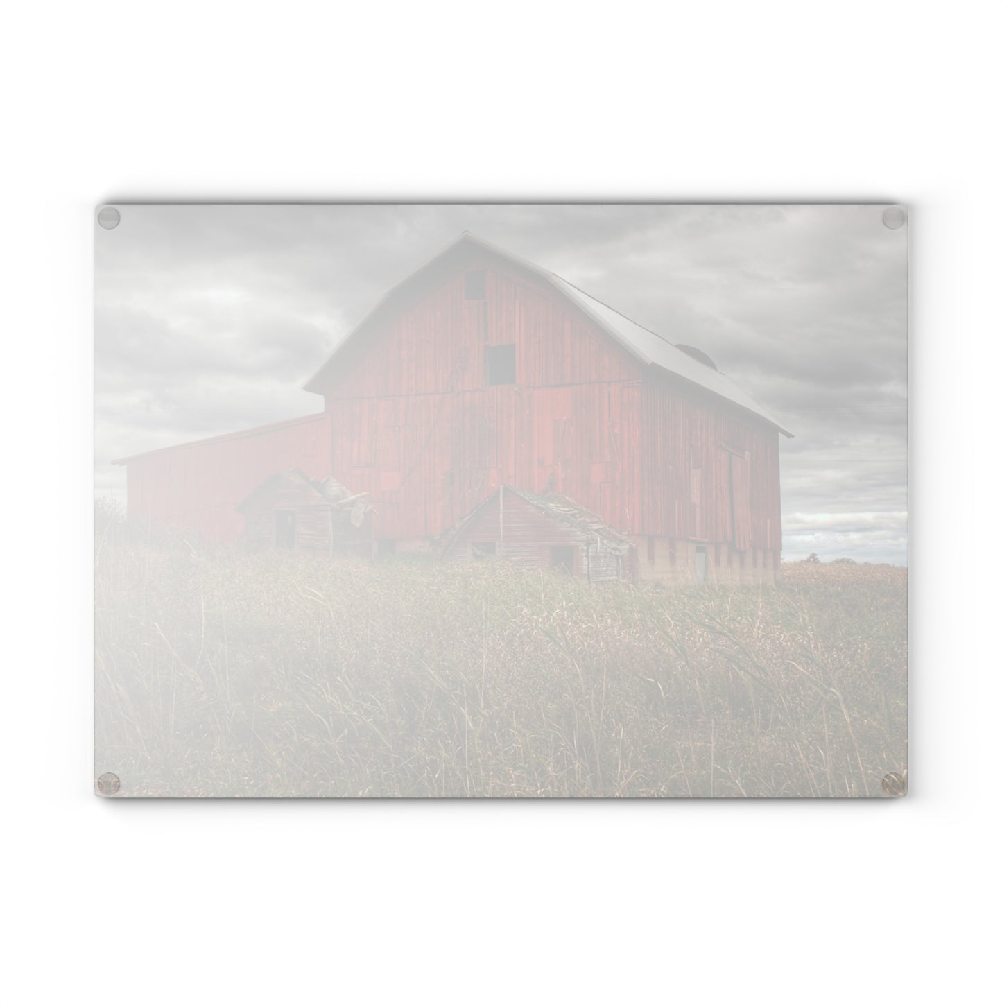U R There Photography Horton Hilltop Red I Rustic Farmhouse Tempered-Glass Cutting Board 8" x 11" Rectangle