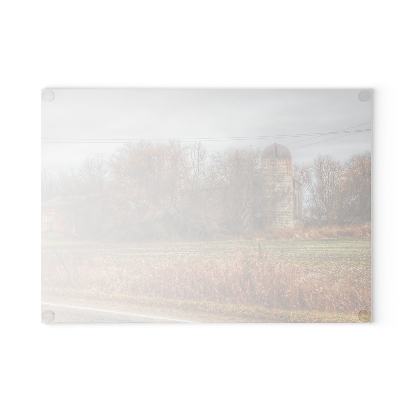U R There Photography Burnside Road Grey II Rustic Farmhouse Tempered-Glass Cutting Board
