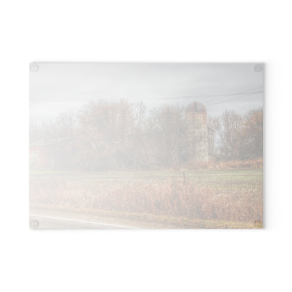 U R There Photography Burnside Road Grey II Rustic Farmhouse Tempered-Glass Cutting Board