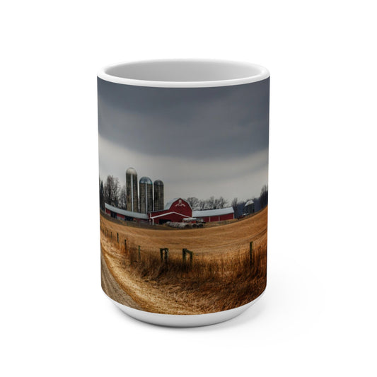 Rustic Farmhouse Coffee Mug Featuring Across the Field on Daley Road