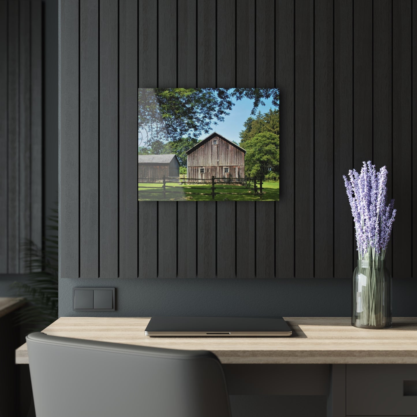 U R There Photography Otisville Grey Rustic Farmhouse Acrylic Wall Print