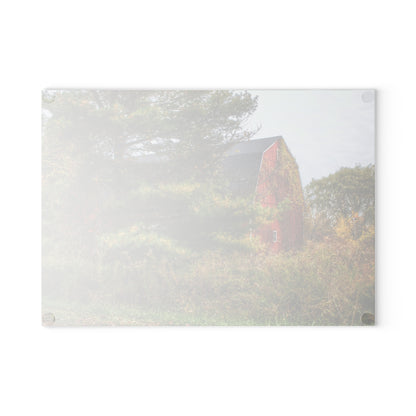 U R There Photography Green Corners Road Hidden Red Rustic Farmhouse Tempered-Glass Cutting Board
