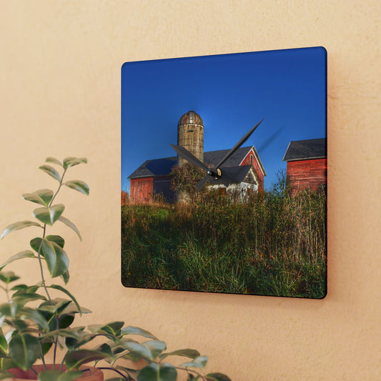 U R There Photography Clarkston Road Red II Rustic Farmhouse Acrylic Analog Wall Clock