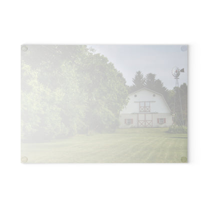 U R There Photography Hunters Creek White Rustic Farmhouse Tempered-Glass Cutting Board