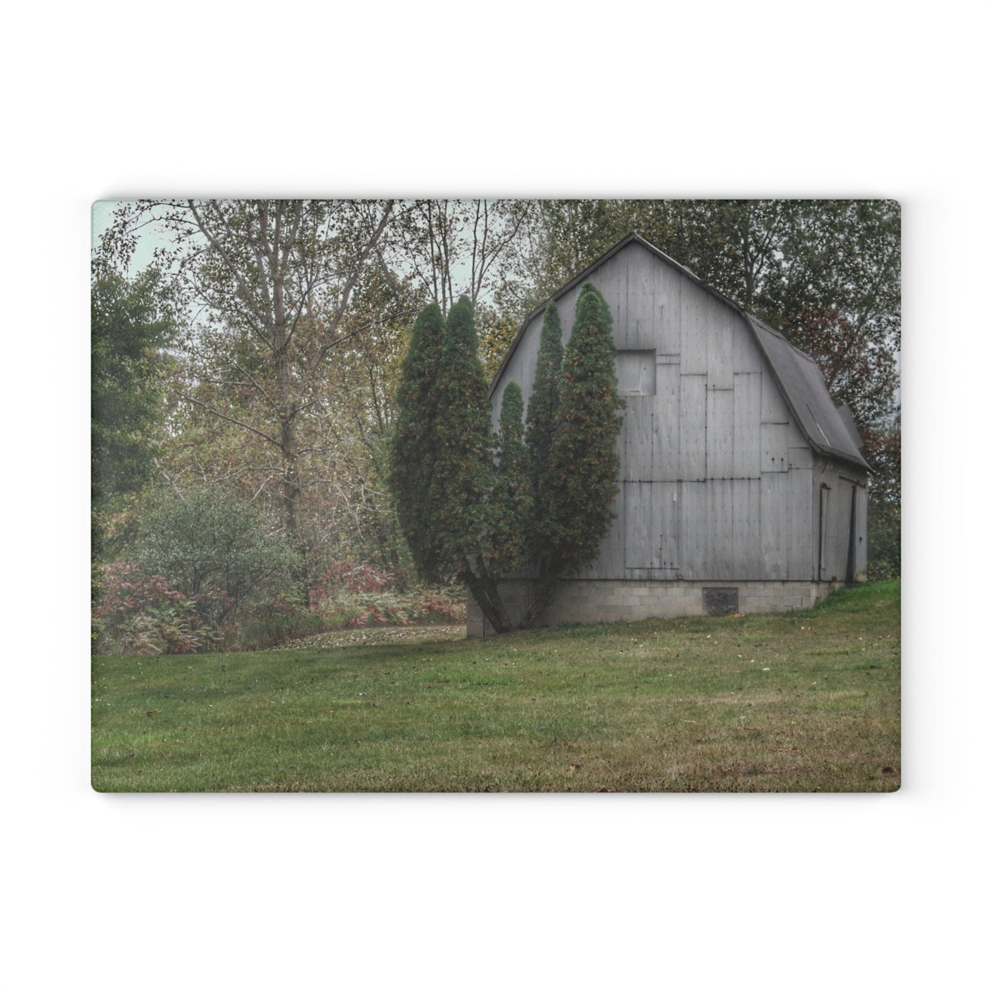 U R There Photography Milliman Road Grey Rustic Farmhouse Tempered-Glass Cutting Board