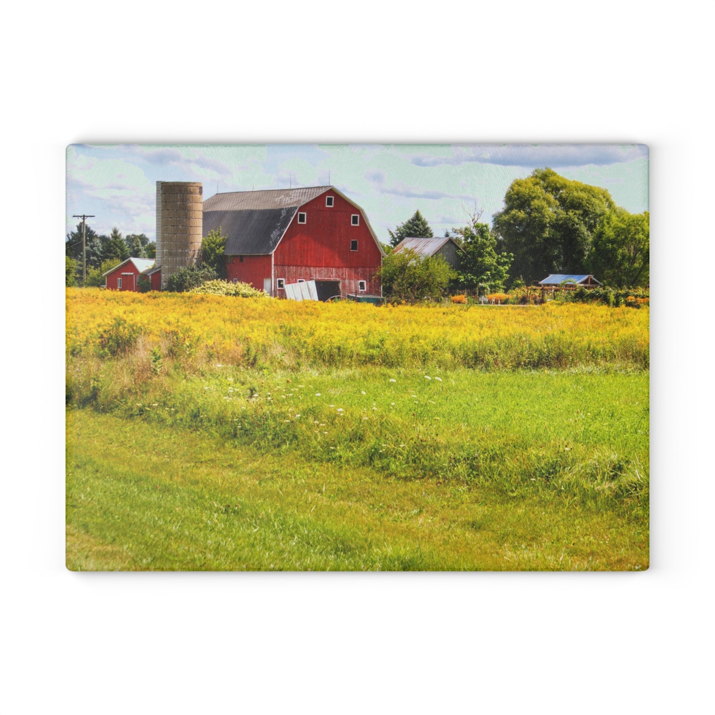 U R There Photography Starr Court Red I Rustic Farmhouse Tempered-Glass Cutting Board