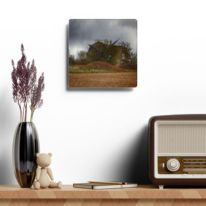 U R There Photography West Snover Grey Rustic Farmhouse Acrylic Analog Wall Clock