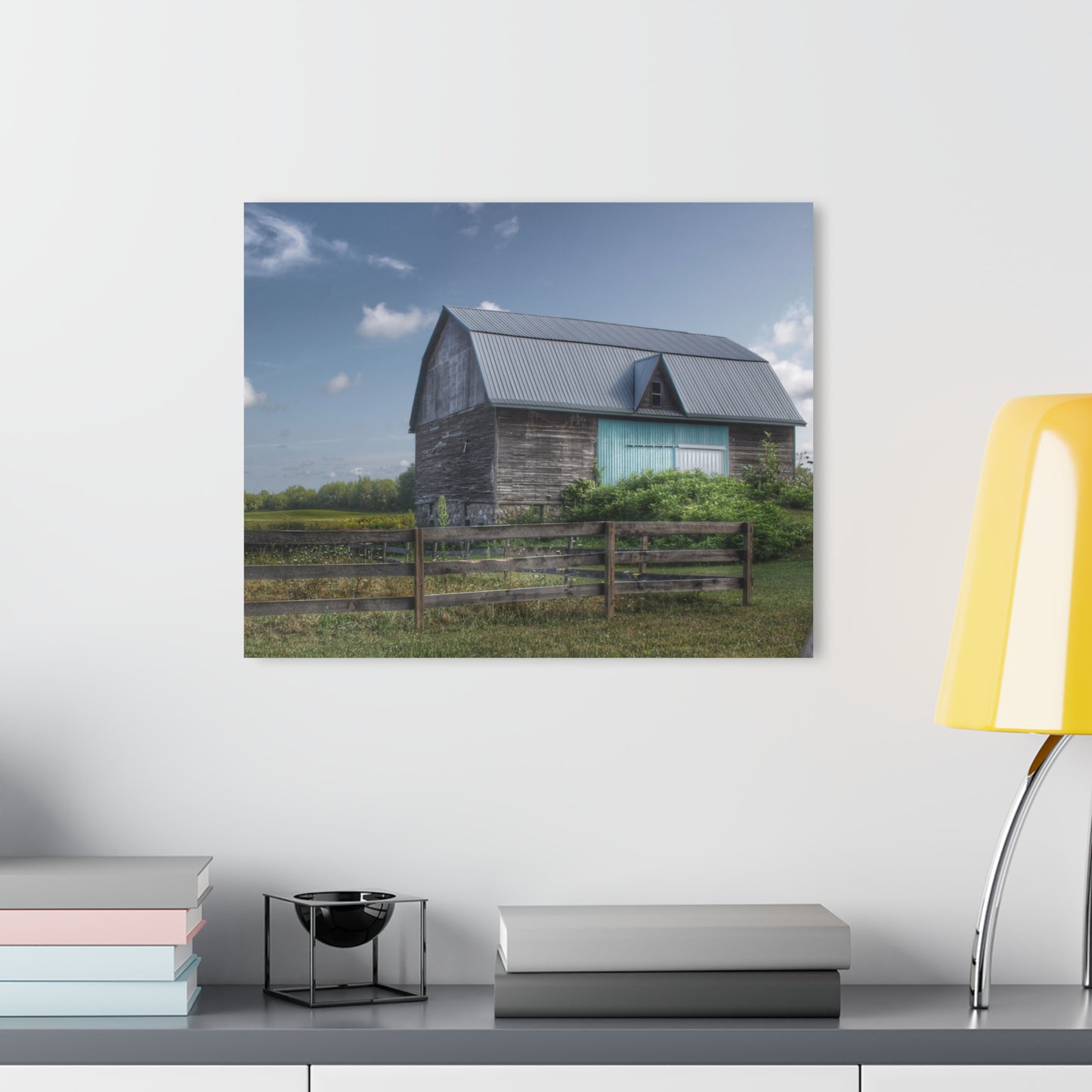 U R There Photography Harris Road Grey Rustic Farmhouse Acrylic Wall Print