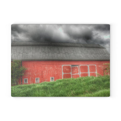 U R There Photography Stanley Road Red II Rustic Farmhouse Tempered-Glass Cutting Board