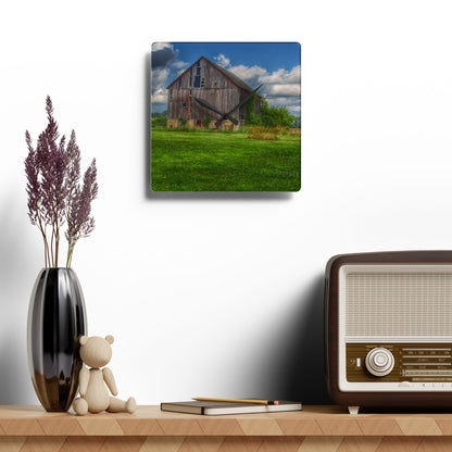 U R There Photography Bohms Road Grey II Rustic Farmhouse Acrylic Analog Wall Clock