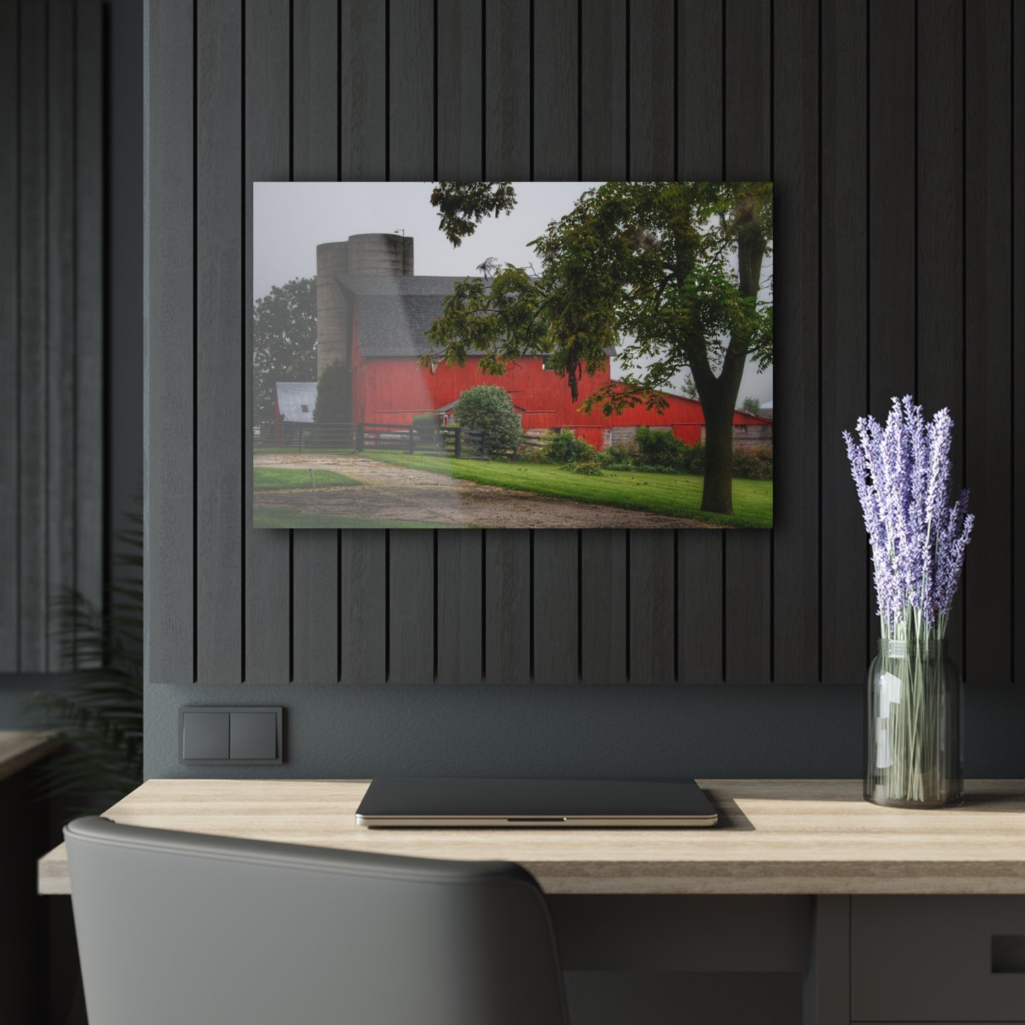 U R There Photography Five Lakes Road Red II Rustic Farmhouse Acrylic Wall Print