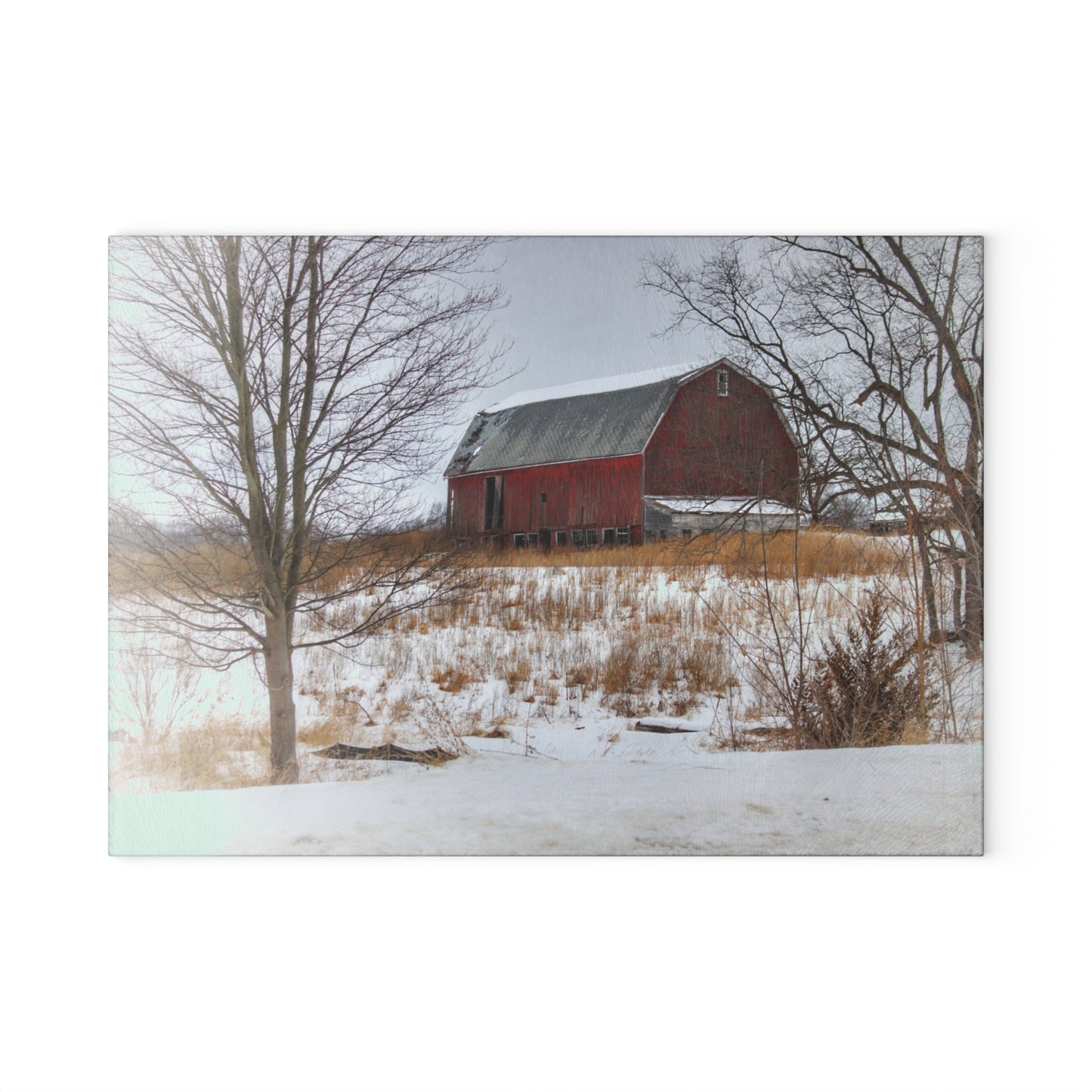 U R There Photography Hadley Red II Rustic Farmhouse Tempered-Glass Cutting Board